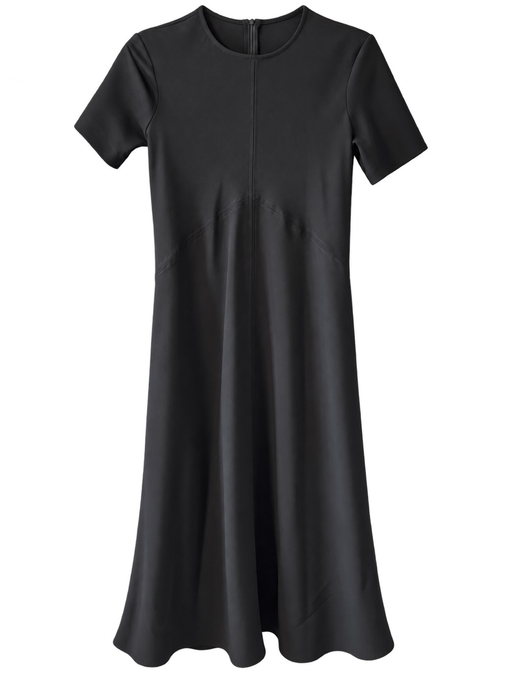 Zara Black Midi Office Dress Short Sleeve A-Line